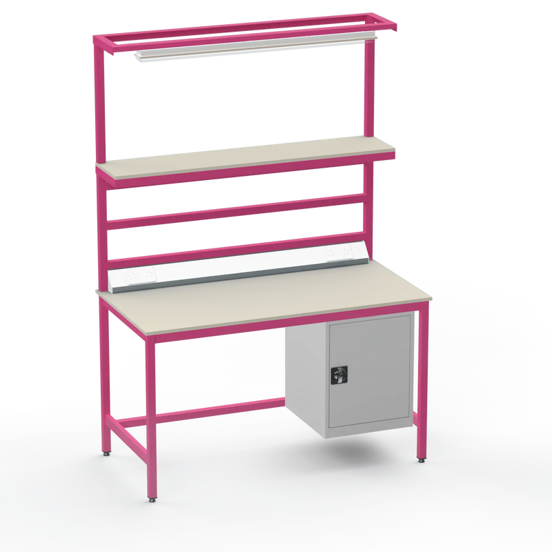 Electronics ESD Workbench | Anti-Static Worktop | Cupboard & Upper Shelf & Lighting Rail & Electrical