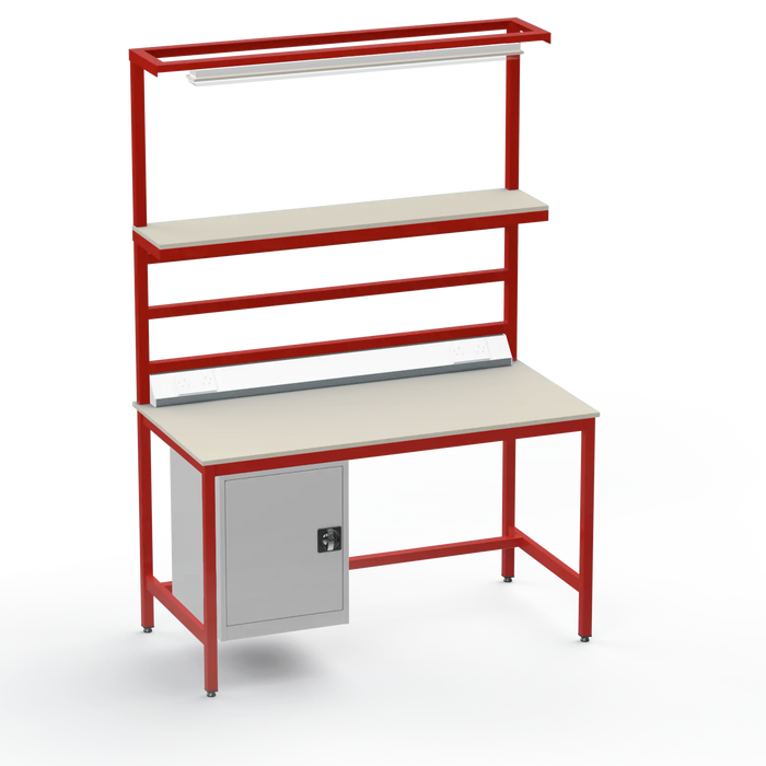Electronics ESD Workbench | Anti-Static Worktop | Cupboard & Upper Shelf | Lighting Rail & Electrical
