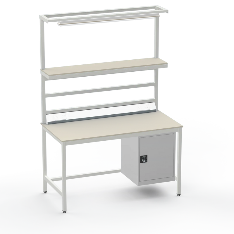 Electronics ESD Workbench | Anti-Static Worktop | Cupboard & Upper Shelf & Lighting Rail & Electrical