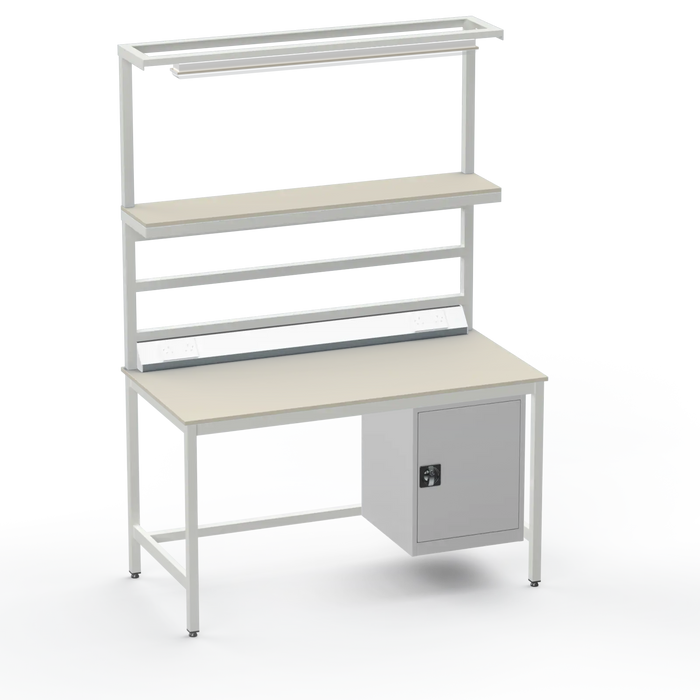 Electronics ESD Workbench | Anti-Static Worktop | Cupboard & Upper Shelf & Lighting Rail & Electrical