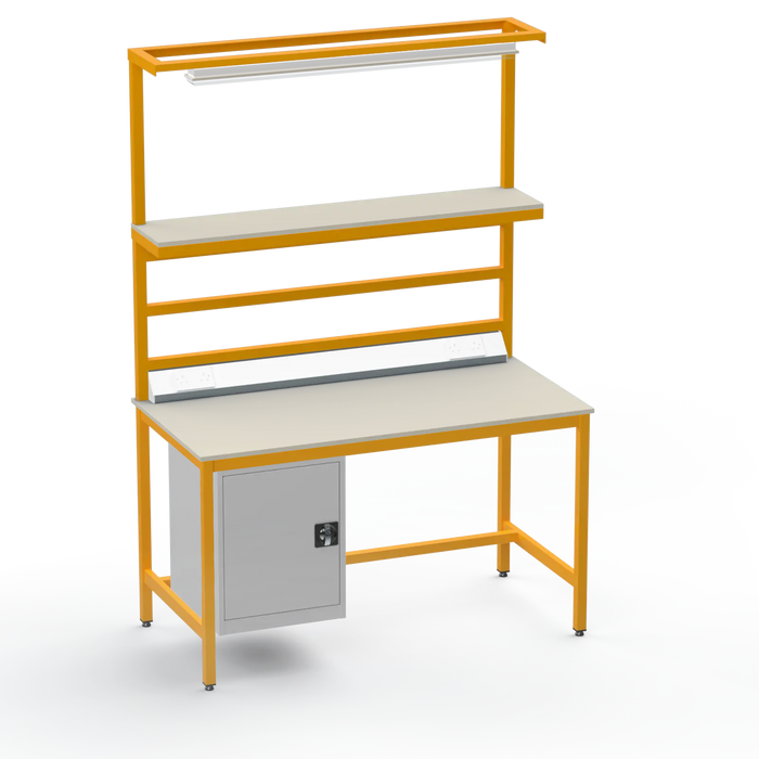 Electronics ESD Workbench | Anti-Static Worktop | Cupboard & Upper Shelf | Lighting Rail & Electrical