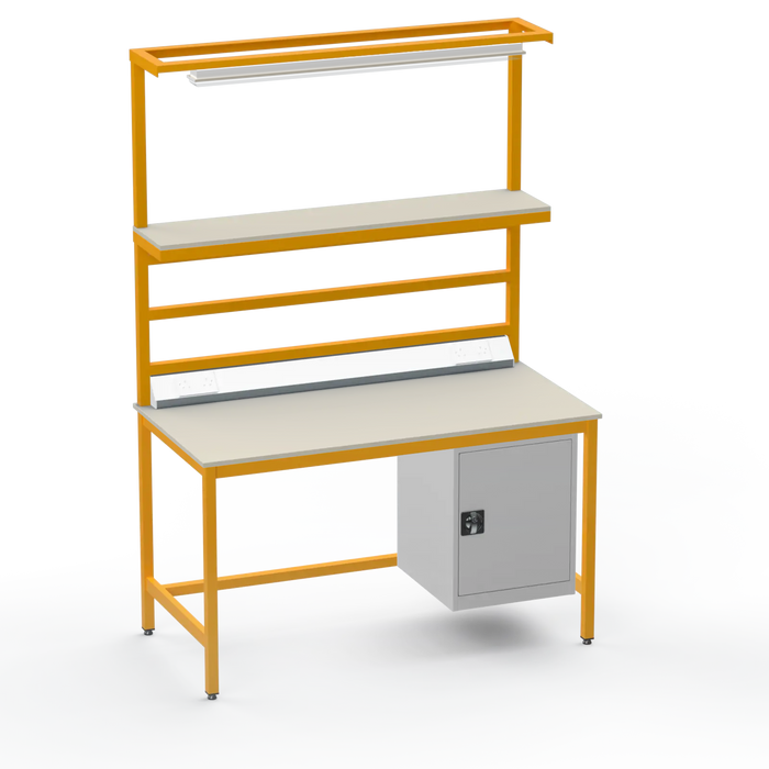 Electronics ESD Workbench | Anti-Static Worktop | Cupboard & Upper Shelf & Lighting Rail & Electrical