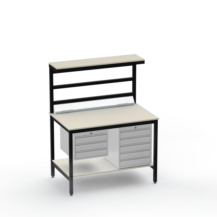 Electronics ESD Workbench | Anti-Static Worktop | 3 Drawers & 5 Drawers & Upper & Lower Shelves