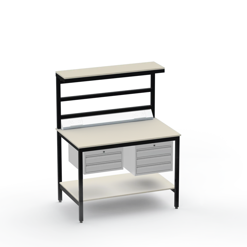 Electronics ESD Workbench | Anti-Static Worktop | 2-Drawer & 3-Drawer Units | Upper & Lower Shelves | Electrical
