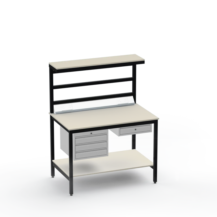 Electronics ESD Workbench | Anti-Static Worktop | 3 Drawers & Single Drawer, Electrical, Upper & Lower Shelf