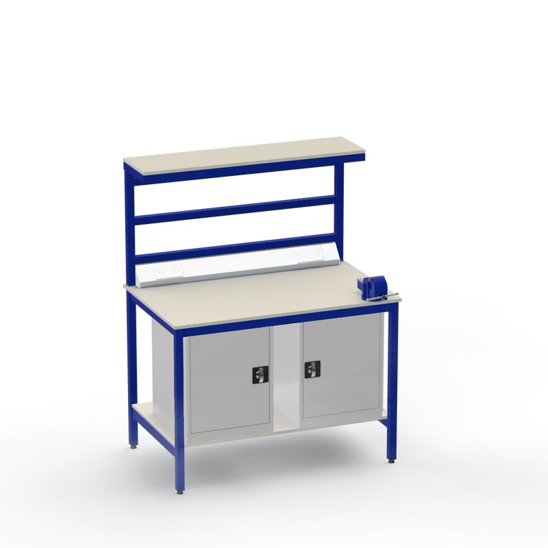 Electronics ESD Workbench | Anti-Static Worktop | Twin Cupboards & 4-Inch Vice