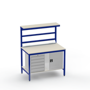Electronics ESD Workbench | Anti-Static Worktop | 5 Drawers & Cupboard | Benchtop Electrical | Upper & Lower Shelves