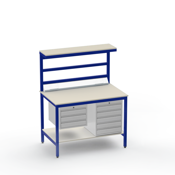 Electronics ESD Workbench | Anti-Static Worktop | 3 Drawers & 5 Drawers & Upper & Lower Shelves