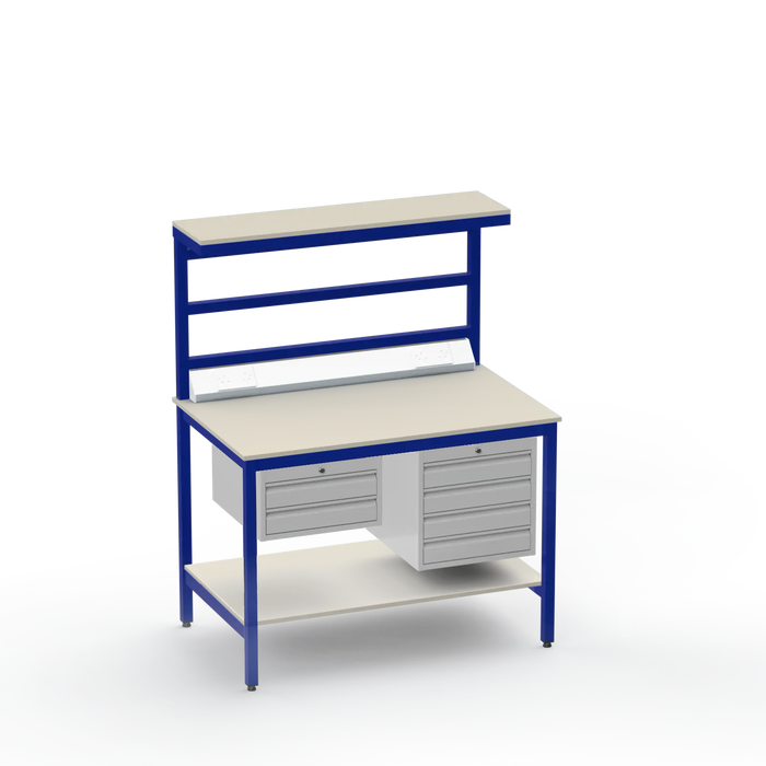 ESD Electronics Workbench | Anti-Static Worktop | Electrical | 2 Drawers & 4 Drawers | Upper & Lower Shelves