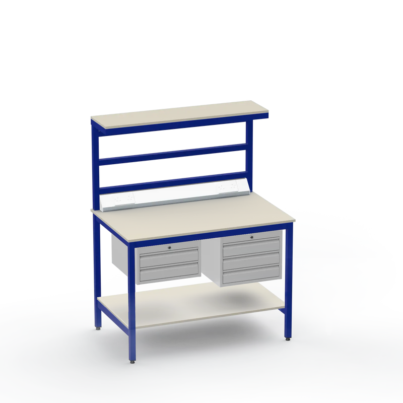 Electronics ESD Workbench | Anti-Static Worktop | 2-Drawer & 3-Drawer Units | Upper & Lower Shelves | Electrical