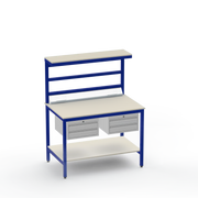 Electronics ESD Workbench | Anti-Static Worktop | Twin 2-Drawer Units & Electrical & Upper & Lower Shelves