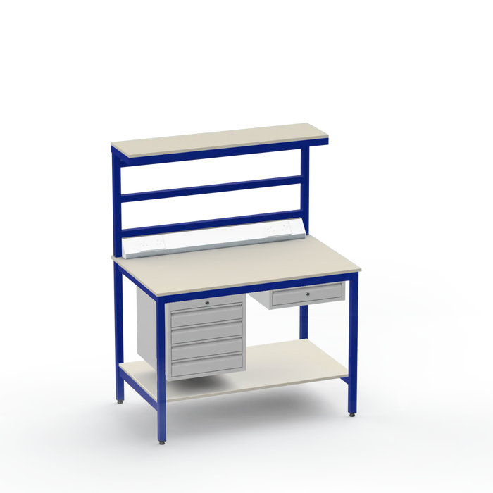 ESD Workbench | Anti-Static Worktop | 4 Drawers & Single Drawer | Upper & Lower Shelves | Electrical