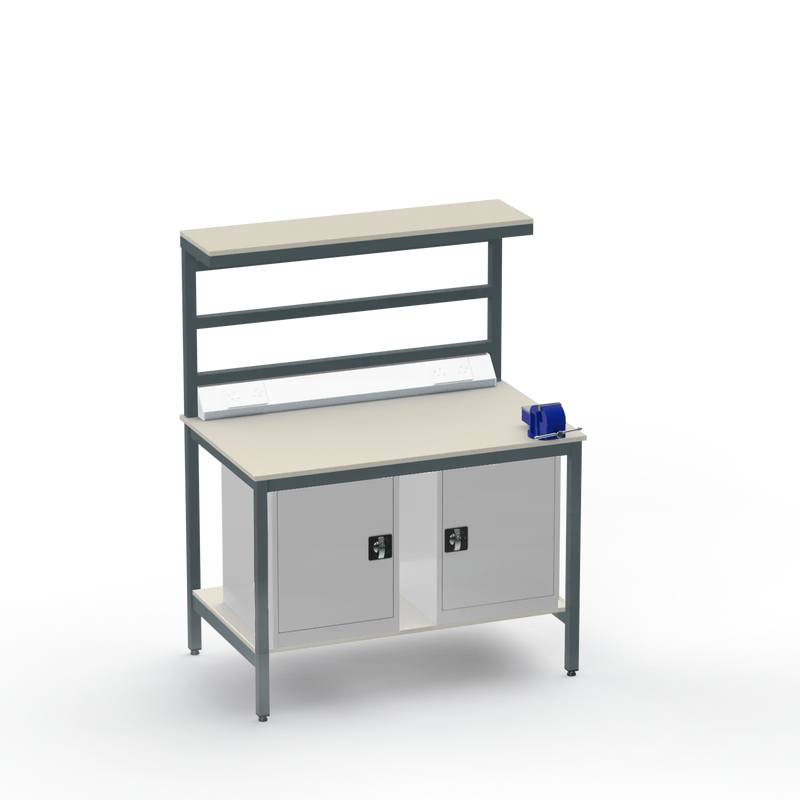 Electronics ESD Workbench | Anti-Static Worktop | Twin Cupboards & 4-Inch Vice