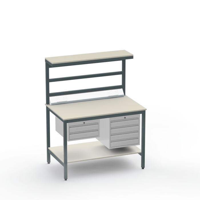 ESD Electronics Workbench | Anti-Static Worktop | Electrical | 2 Drawers & 4 Drawers | Upper & Lower Shelves