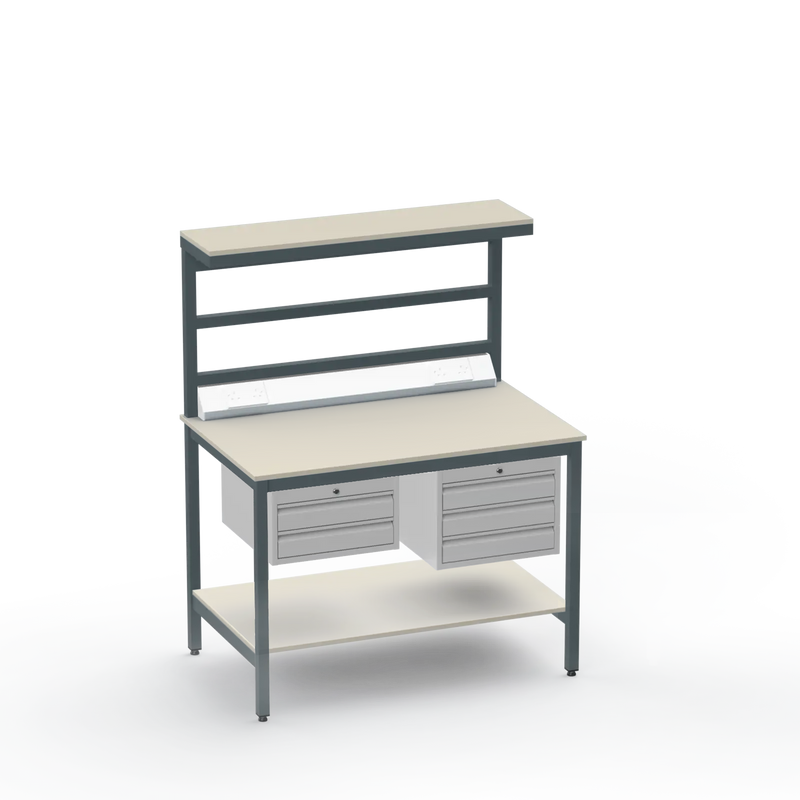 Electronics ESD Workbench | Anti-Static Worktop | 2-Drawer & 3-Drawer Units | Upper & Lower Shelves | Electrical