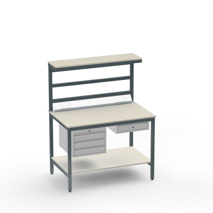 Electronics ESD Workbench | Anti-Static Worktop | 3 Drawers & Single Drawer, Electrical, Upper & Lower Shelf