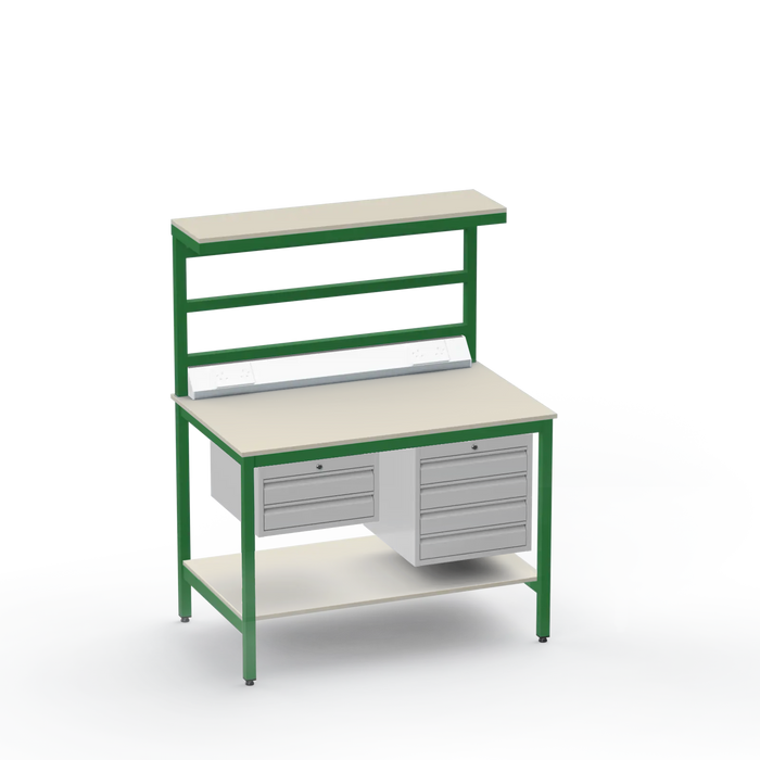 ESD Electronics Workbench | Anti-Static Worktop | Electrical | 2 Drawers & 4 Drawers | Upper & Lower Shelves