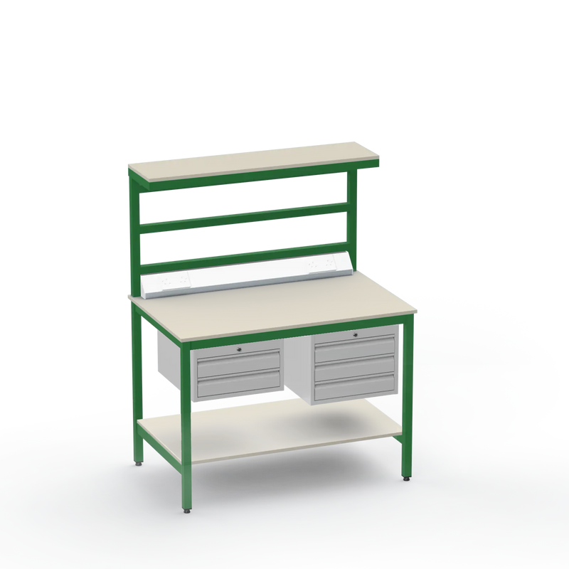Electronics ESD Workbench | Anti-Static Worktop | 2-Drawer & 3-Drawer Units | Upper & Lower Shelves | Electrical