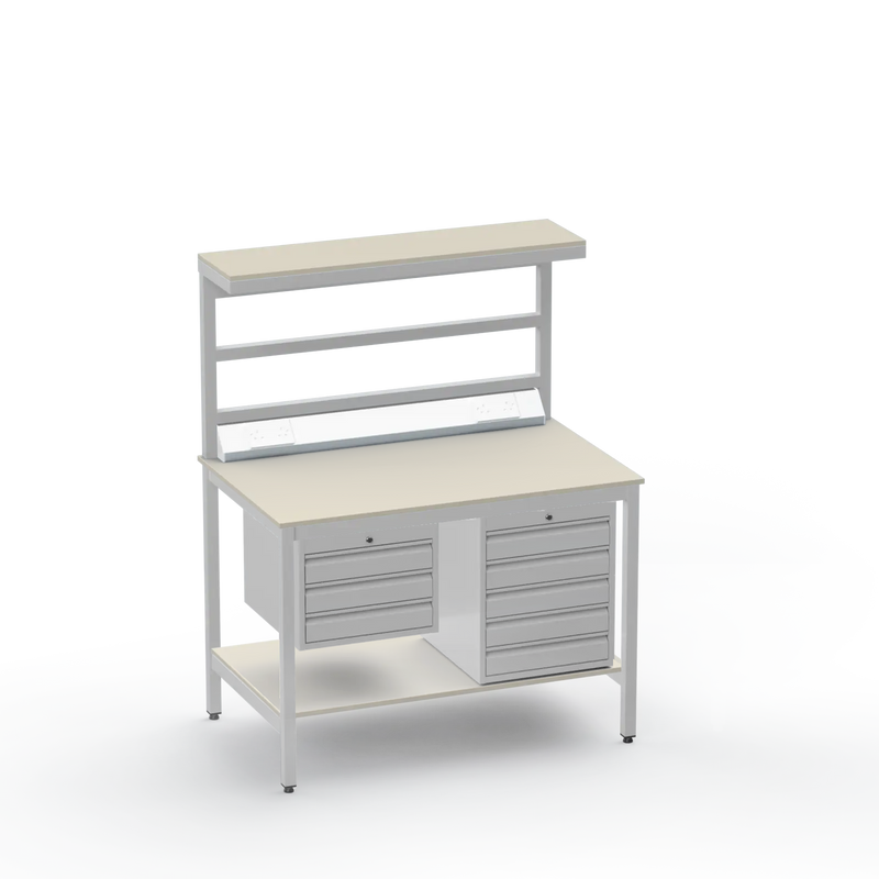 Electronics ESD Workbench | Anti-Static Worktop | 3 Drawers & 5 Drawers & Upper & Lower Shelves