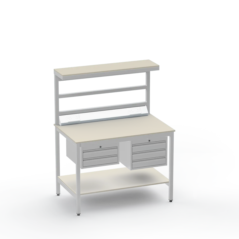 Electronics ESD Workbench | Anti-Static Worktop | 2-Drawer & 3-Drawer Units | Upper & Lower Shelves | Electrical