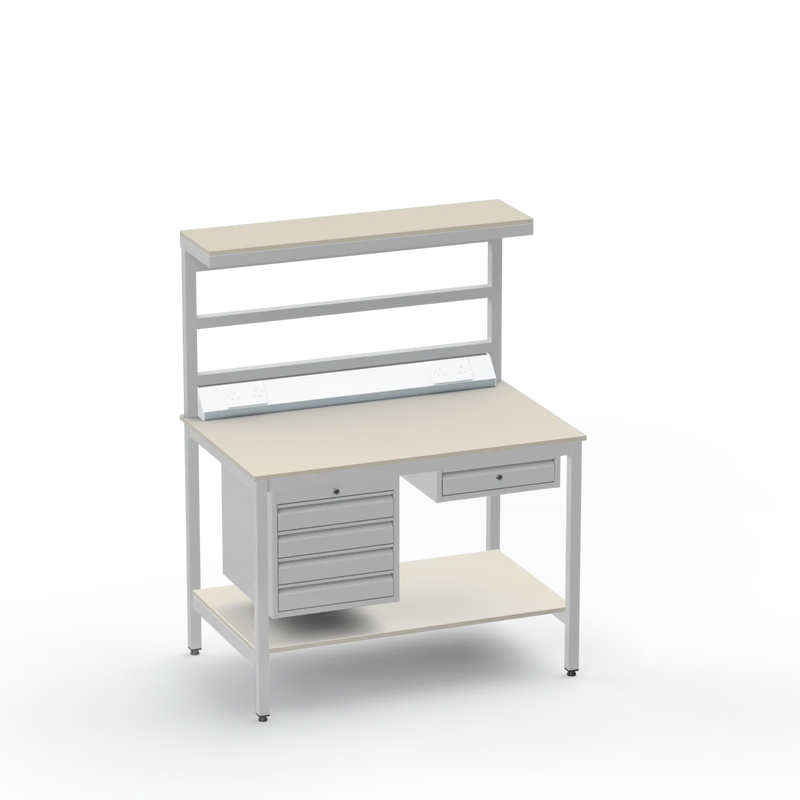 ESD Workbench | Anti-Static Worktop | 4 Drawers & Single Drawer | Upper & Lower Shelves | Electrical
