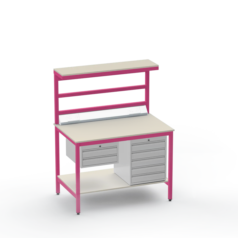 Electronics ESD Workbench | Anti-Static Worktop | 2 Drawers & 5 Drawers & Upper & Lower Shelves & Electrical