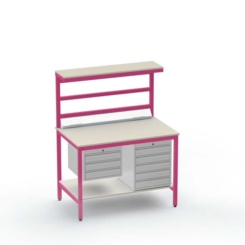 Electronics ESD Workbench | Anti-Static Worktop | 3 Drawers & 5 Drawers & Upper & Lower Shelves