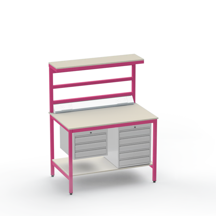 Electronics ESD Workbench | Anti-Static Worktop | 3 Drawers & 5 Drawers & Upper & Lower Shelves