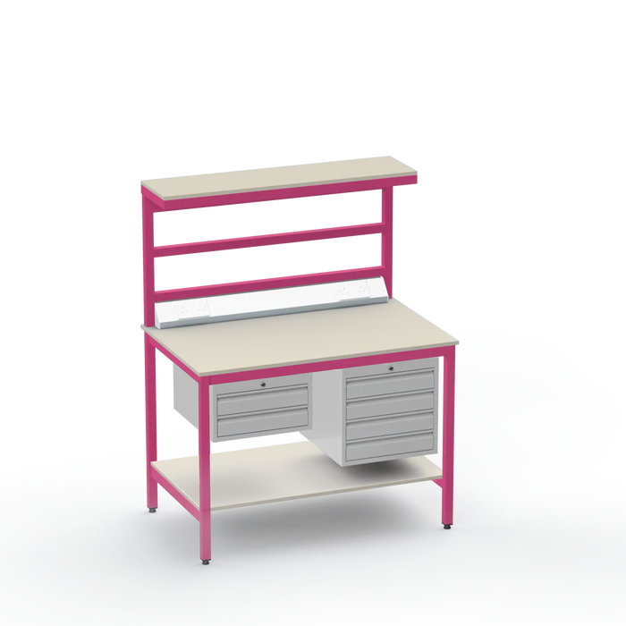 ESD Electronics Workbench | Anti-Static Worktop | Electrical | 2 Drawers & 4 Drawers | Upper & Lower Shelves