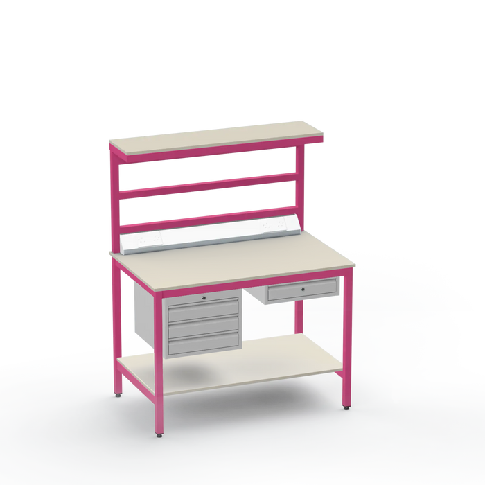 Electronics ESD Workbench | Anti-Static Worktop | 3 Drawers & Single Drawer, Electrical, Upper & Lower Shelf