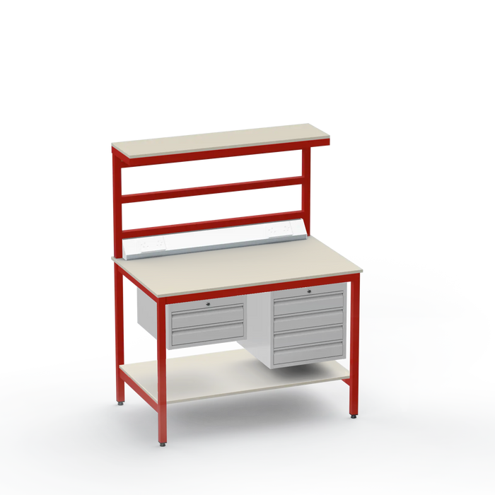 ESD Electronics Workbench | Anti-Static Worktop | Electrical | 2 Drawers & 4 Drawers | Upper & Lower Shelves