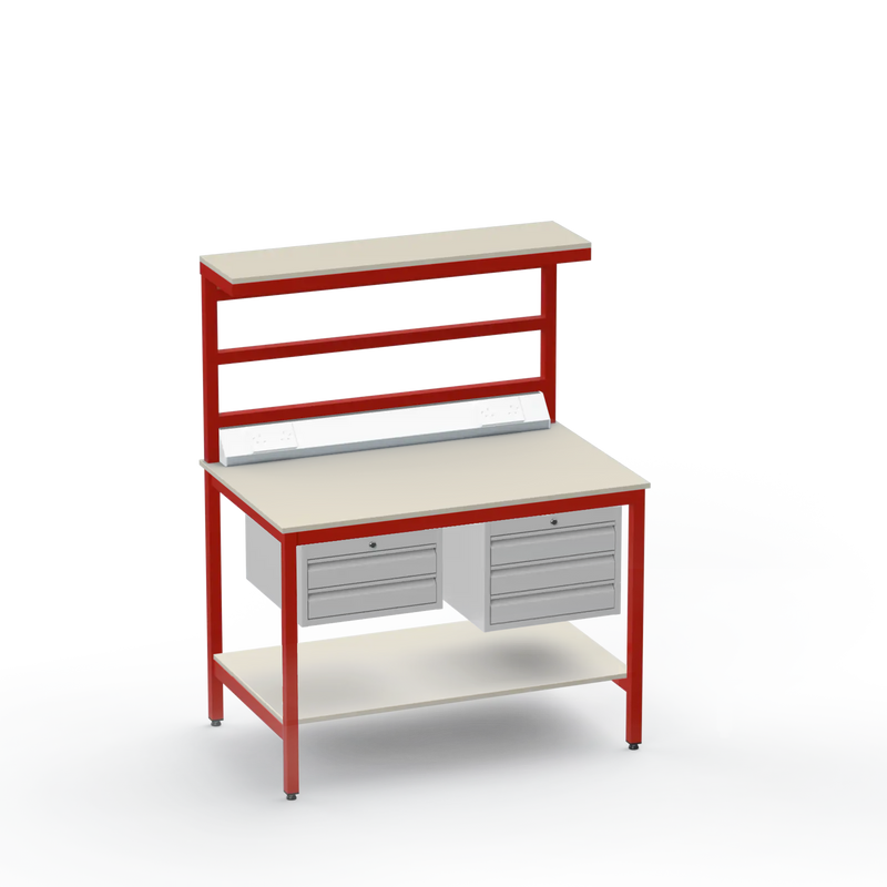 Electronics ESD Workbench | Anti-Static Worktop | 2-Drawer & 3-Drawer Units | Upper & Lower Shelves | Electrical