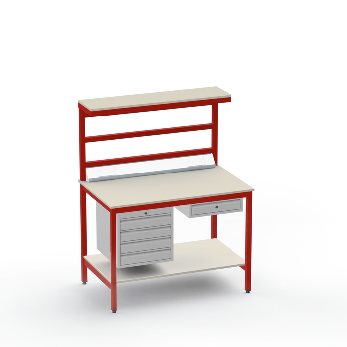 ESD Workbench | Anti-Static Worktop | 4 Drawers & Single Drawer | Upper & Lower Shelves | Electrical