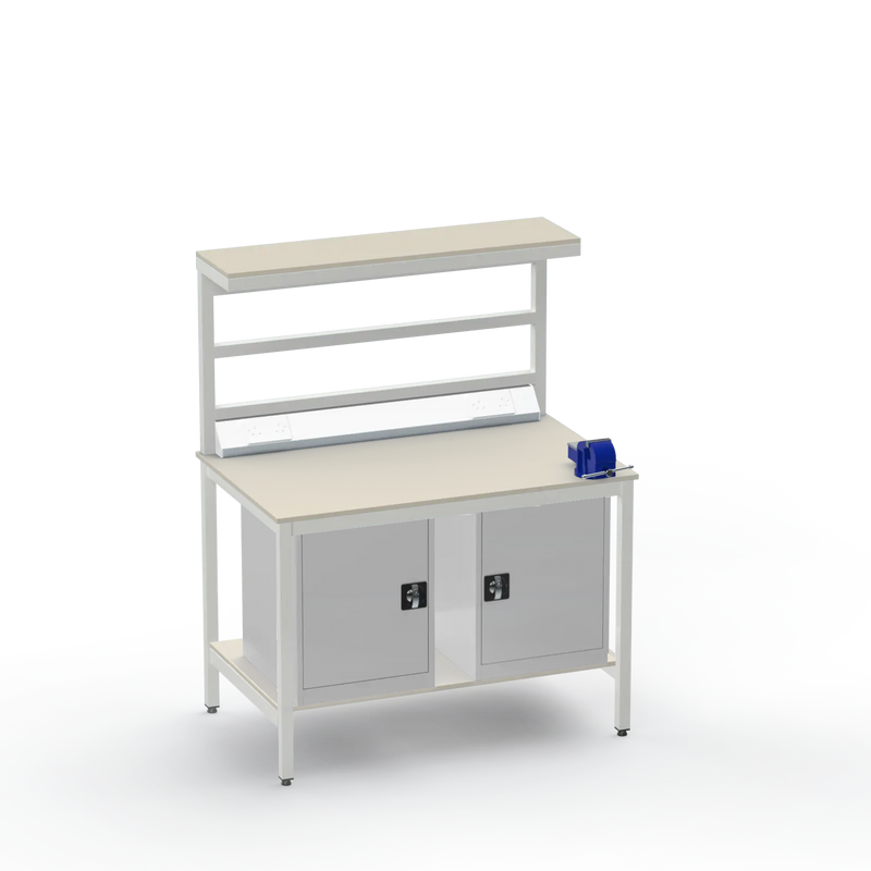Electronics ESD Workbench | Anti-Static Worktop | Twin Cupboards & 4-Inch Vice