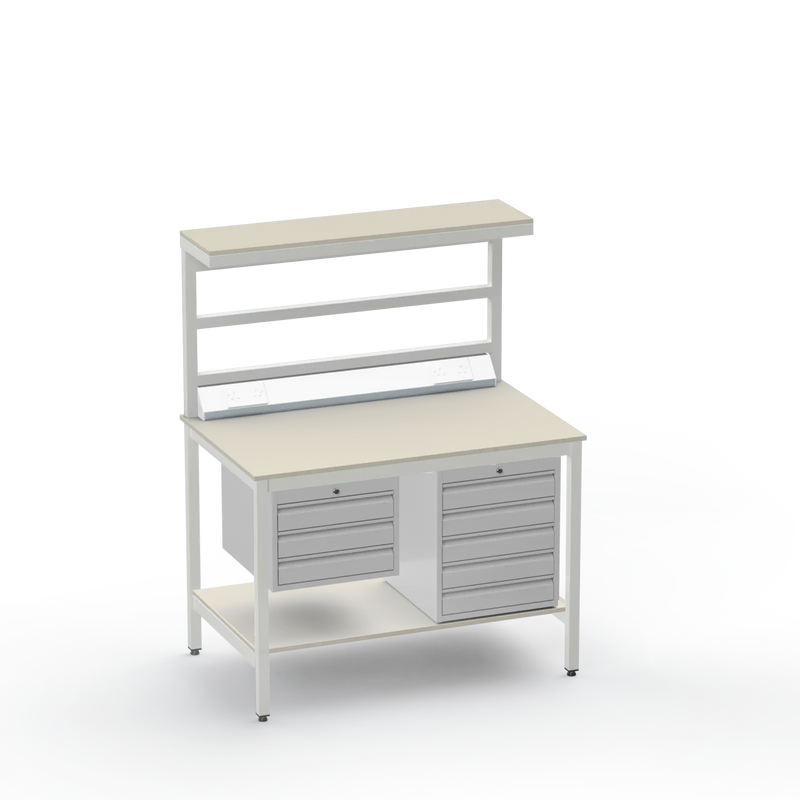 Electronics ESD Workbench | Anti-Static Worktop | 3 Drawers & 5 Drawers & Upper & Lower Shelves