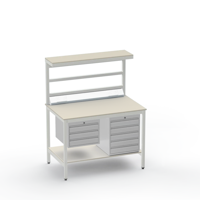 Electronics ESD Workbench | Anti-Static Worktop | 3 Drawers & 5 Drawers & Upper & Lower Shelves