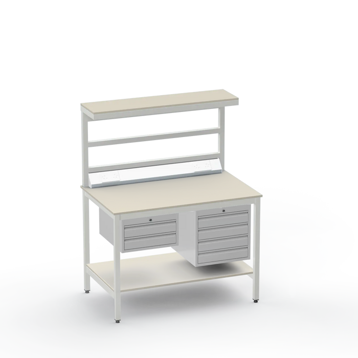 ESD Electronics Workbench | Anti-Static Worktop | Electrical | 2 Drawers & 4 Drawers | Upper & Lower Shelves