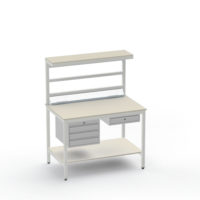 Electronics ESD Workbench | Anti-Static Worktop | 3 Drawers & Single Drawer, Electrical, Upper & Lower Shelf