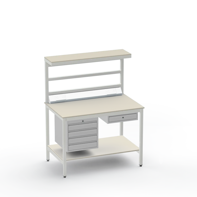 ESD Workbench | Anti-Static Worktop | 4 Drawers & Single Drawer | Upper & Lower Shelves | Electrical