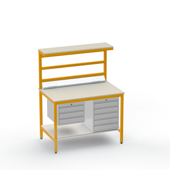 Electronics ESD Workbench | Anti-Static Worktop | 3 Drawers & 5 Drawers & Upper & Lower Shelves