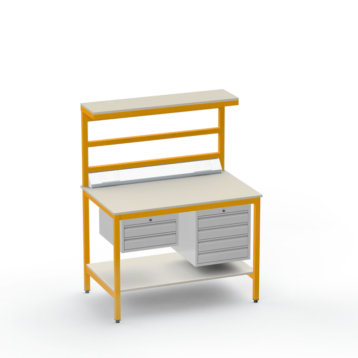 ESD Electronics Workbench | Anti-Static Worktop | Electrical | 2 Drawers & 4 Drawers | Upper & Lower Shelves