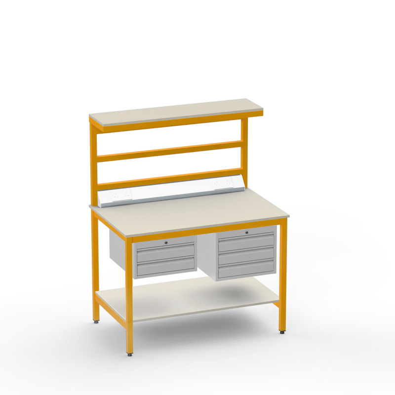 Electronics ESD Workbench | Anti-Static Worktop | 2-Drawer & 3-Drawer Units | Upper & Lower Shelves | Electrical