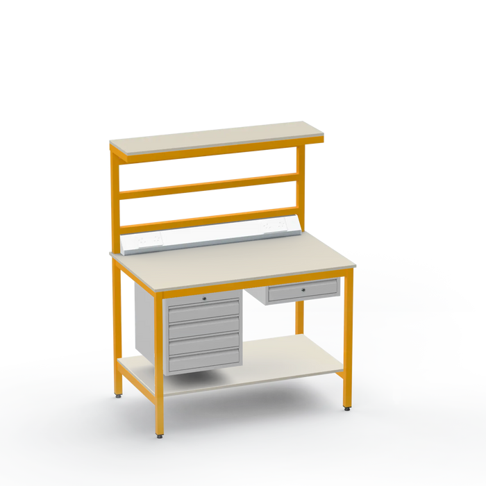 ESD Workbench | Anti-Static Worktop | 4 Drawers & Single Drawer | Upper & Lower Shelves | Electrical