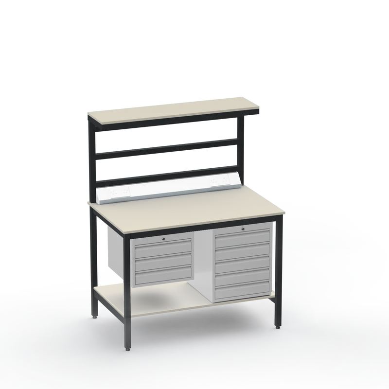 Electronics ESD Workbench | Anti-Static Worktop | 3 Drawers & 5 Drawers & Upper & Lower Shelves