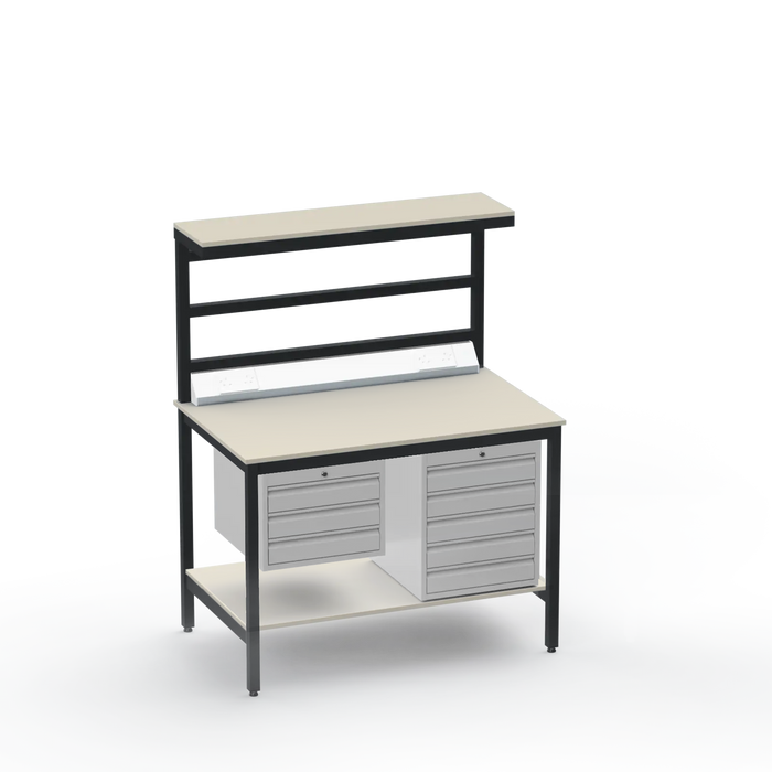 Electronics ESD Workbench | Anti-Static Worktop | 3 Drawers & 5 Drawers & Upper & Lower Shelves