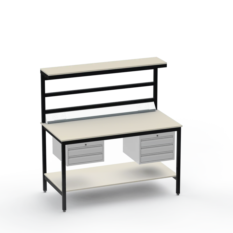 Electronics ESD Workbench | Anti-Static Worktop | 2-Drawer & 3-Drawer Units | Upper & Lower Shelves | Electrical