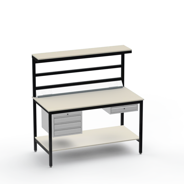 Electronics ESD Workbench | Anti-Static Worktop | 3 Drawers & Single Drawer, Electrical, Upper & Lower Shelf