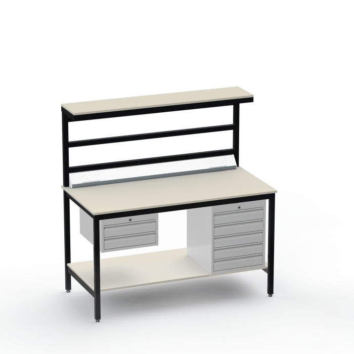 Electronics ESD Workbench | Anti-Static Worktop | 2 Drawers & 5 Drawers & Upper & Lower Shelves & Electrical