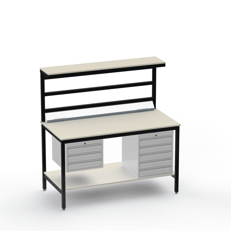 Electronics ESD Workbench | Anti-Static Worktop | 3 Drawers & 5 Drawers & Upper & Lower Shelves
