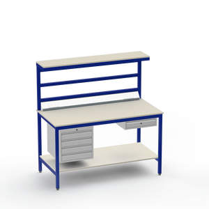 ESD Workbench | Anti-Static Worktop | 4 Drawers & Single Drawer | Upper & Lower Shelves | Electrical